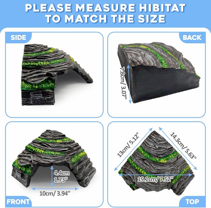 GOZILLA Small Reptile Hideout Cave,Turtle Tank Accessories Decor,Fish Tank Basking Platform for Small Bearded Dragon,Snake and Leopard Gecko.(Grey-S) - Image 2